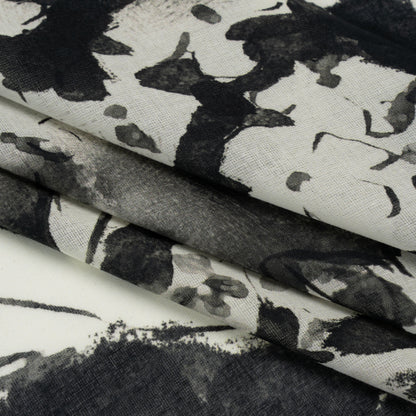 Cotton Voile - Black and White Watercolor Flowers - Mood Exclusive Inkblot Inspirations Print