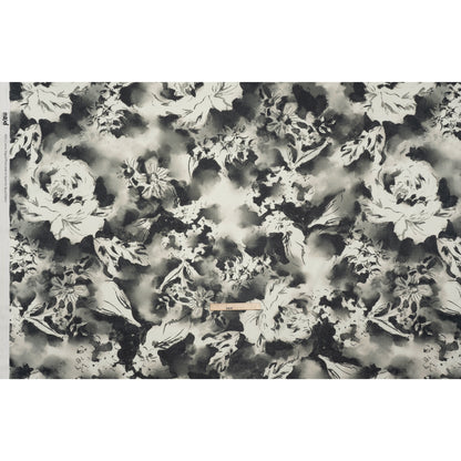 Cotton Voile - Black and White Watercolor Flowers - Mood Exclusive Inkblot Inspirations Print