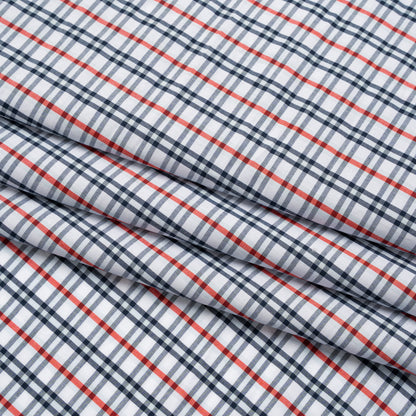 Cotton Shirting - Navy, Sky Blue and Red Plaid - Deadstock