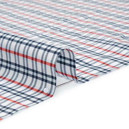 Cotton Shirting - Navy, Sky Blue and Red Plaid - Deadstock