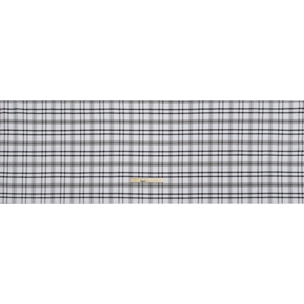 Cotton Oxford Shirting - Dark Navy, Gray and White Plaid - Deadstock - Full