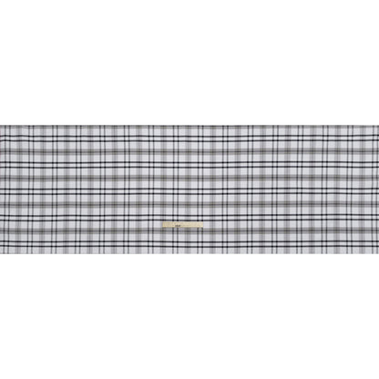 Cotton Oxford Shirting - Dark Navy, Gray and White Plaid - Deadstock
