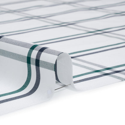 Cotton Oxford Shirting - Dark Green, Navy and White Plaid - Deadstock