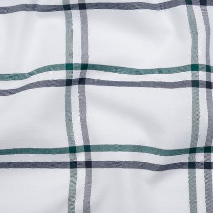 Cotton Oxford Shirting - Dark Green, Navy and White Plaid - Deadstock