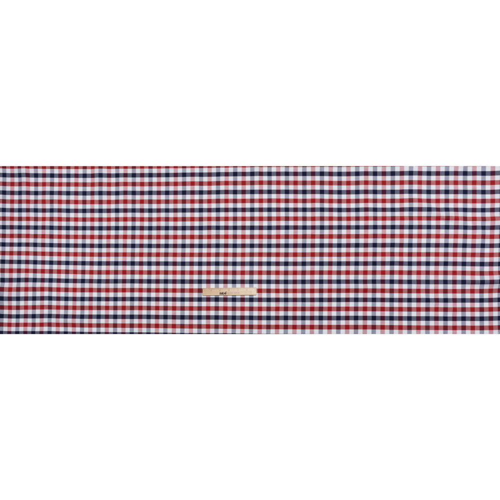 Cotton Oxford Shirting - Red, White and Blue Tattersall Checks - Deadstock - Full