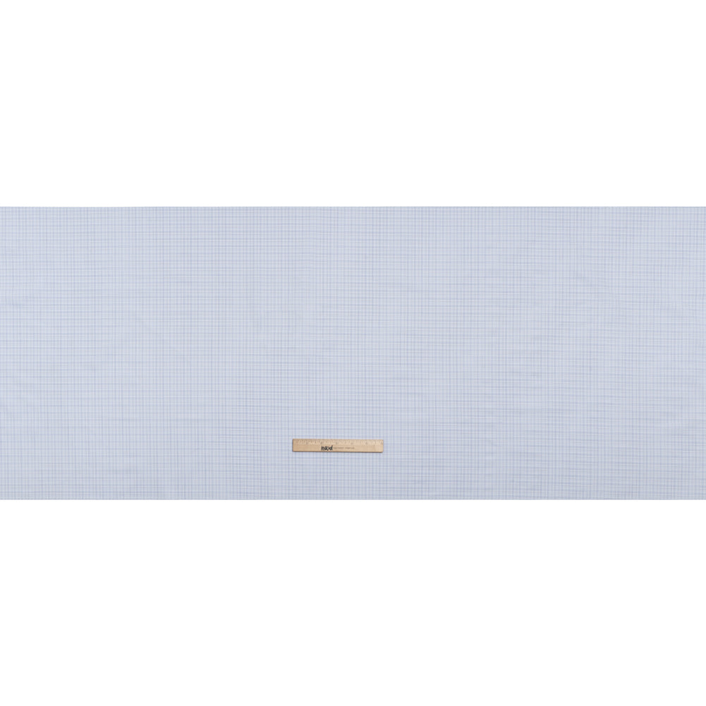 Cotton Shirting - Navy, Light Blue and White Fine Line Plaid - Deadstock - Full