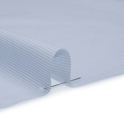 Cotton Shirting - Light Blue and White Tiny Tattersall Check - Deadstock