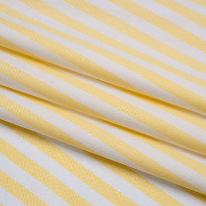 Cotton Oxford Shirting - Sunny Yellow and White Stripes - Designer Deadstock