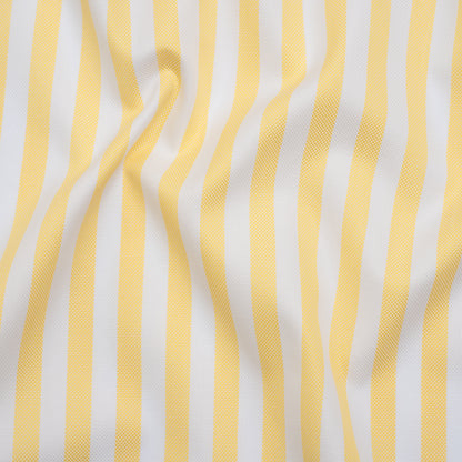 Cotton Oxford Shirting - Sunny Yellow and White Stripes - Designer Deadstock