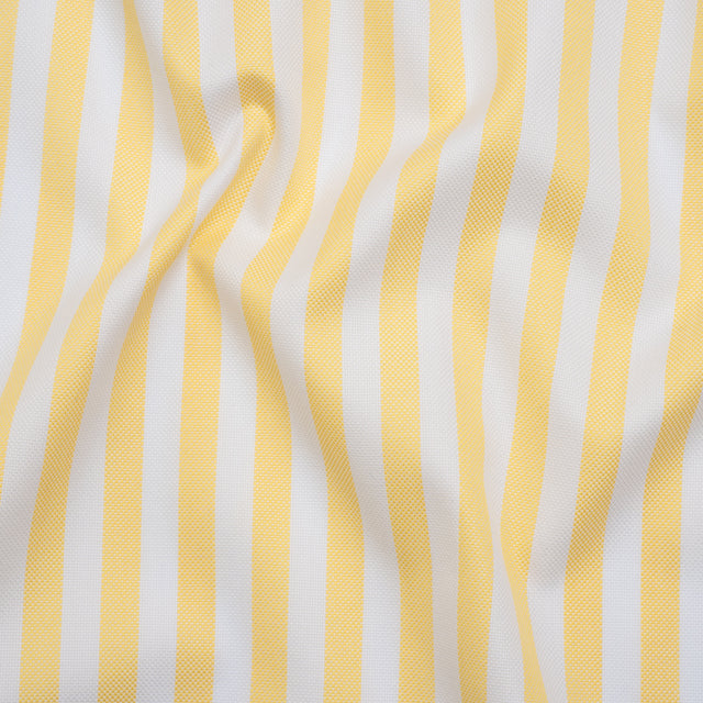 Cotton Oxford Shirting - Sunny Yellow and White Stripes - Designer Deadstock