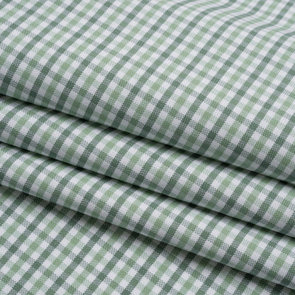 Cotton Oxford Shirting - Sage, Mint Green and White Tattersall Check - Deadstock