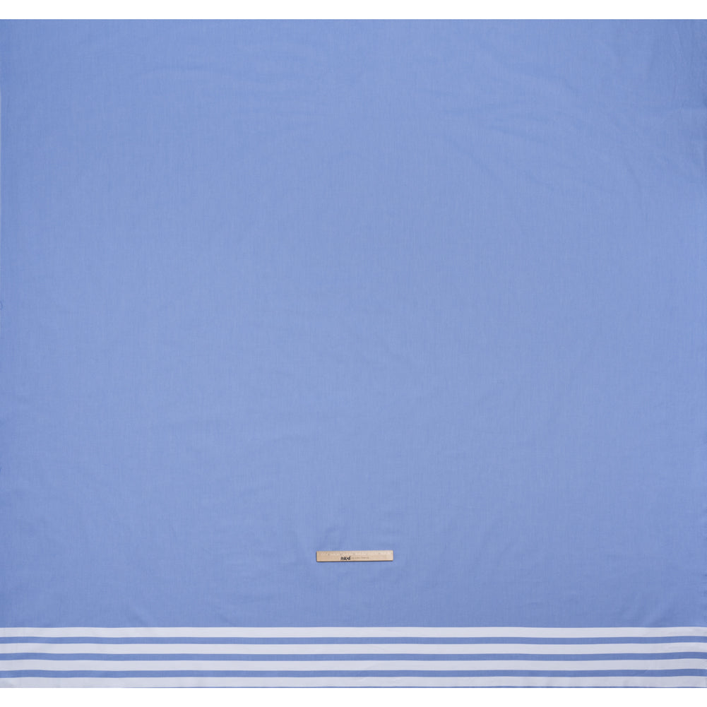 Cotton Oxford Shirting Panel - Blue and White Stripe Border - Deadstock - Full