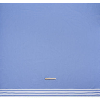 Cotton Oxford Shirting Panel - Blue and White Stripe Border - Deadstock