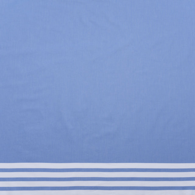 Cotton Oxford Shirting Panel - Blue and White Stripe Border - Deadstock