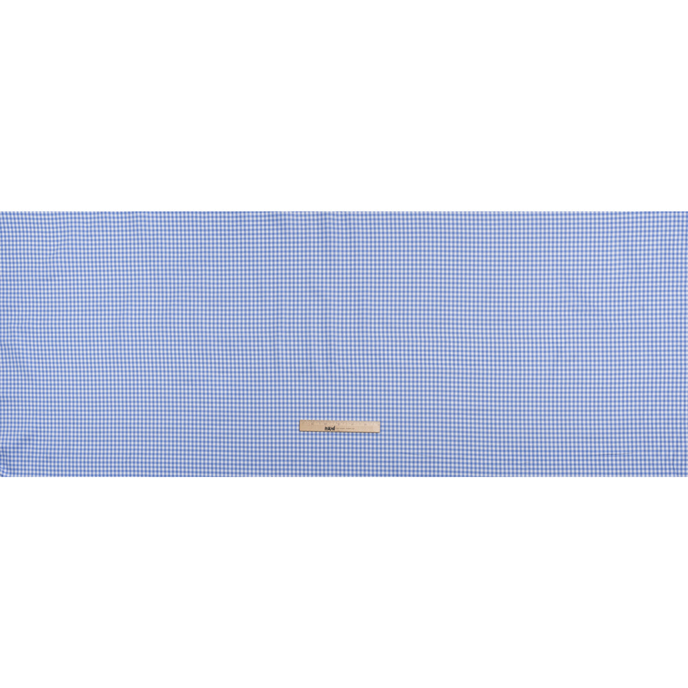 Cotton Twill Shirting - Country Blue and White Gingham Check - Deadstock - Full