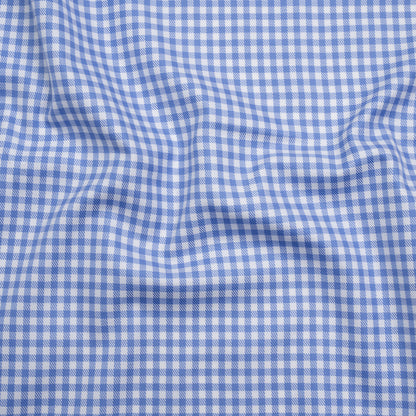 Cotton Twill Shirting - Country Blue and White Gingham Check - Deadstock