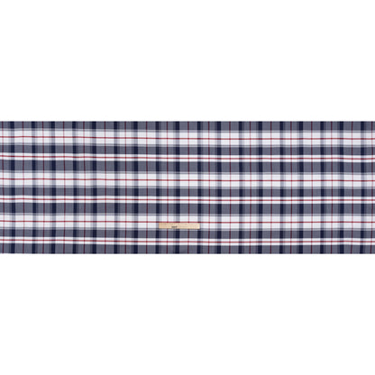 Cotton Oxford Shirting - Dark Blue, Cranberry Red and White Plaid - Deadstock