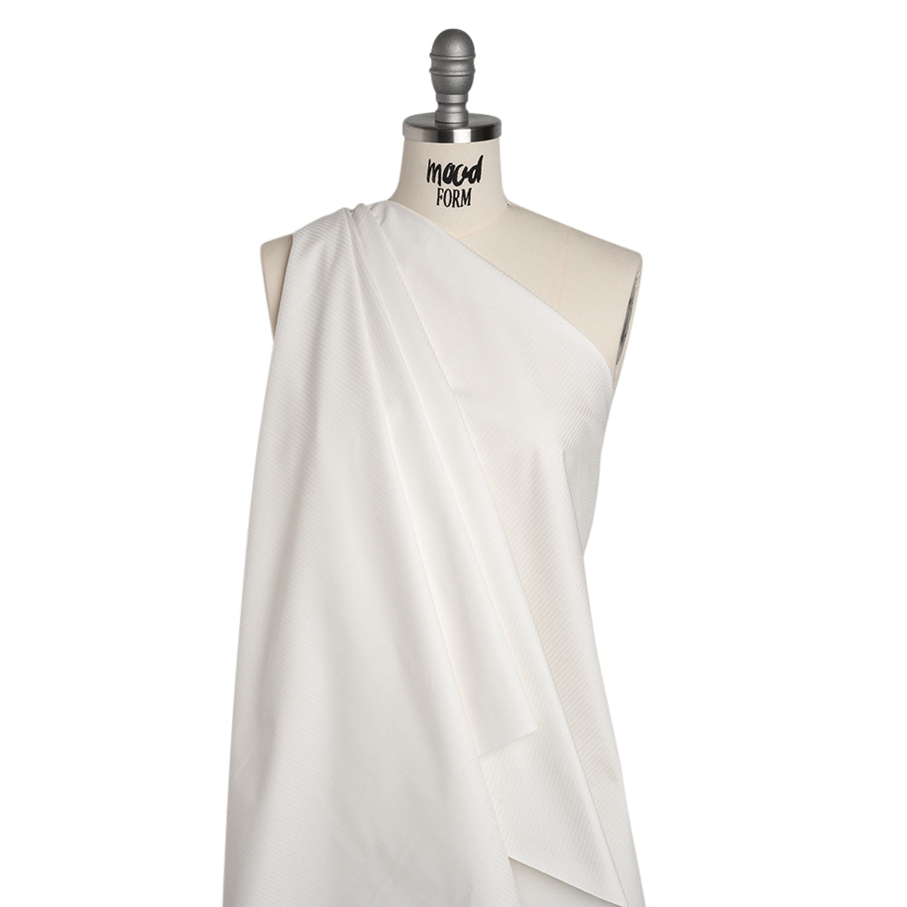 Cotton Twill - White on White Stripes - Deadstock - Drape