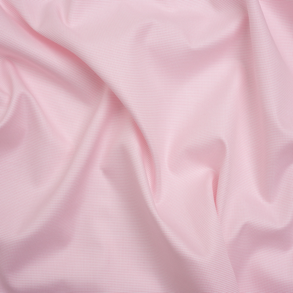 Cotton Oxford Shirting - Baby Pink and White Micro Checks - Deadstock