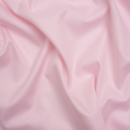 Cotton Oxford Shirting - Baby Pink and White Micro Checks - Deadstock