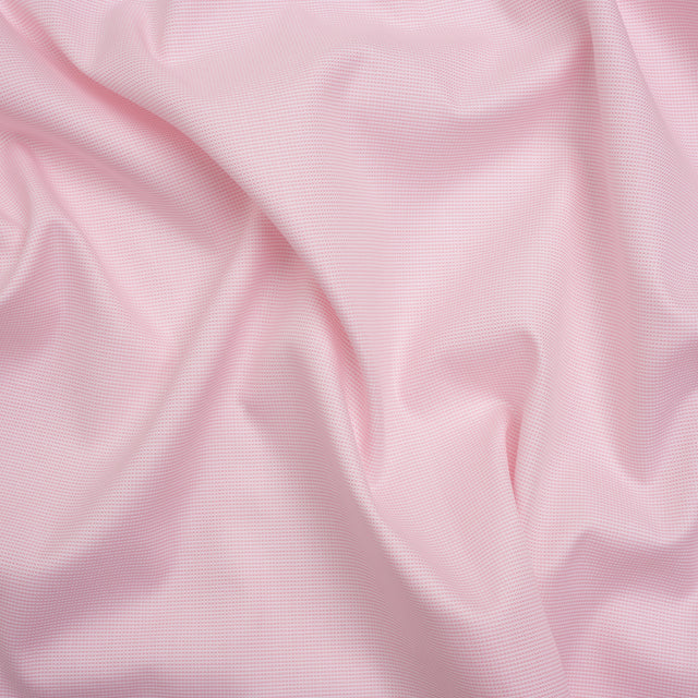 Cotton Oxford Shirting - Baby Pink and White Micro Checks - Deadstock