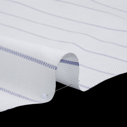 Cotton Birdseye Pique - White and Dark Blue Stripes - Deadstock
