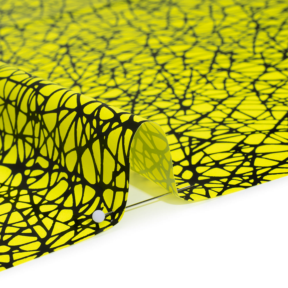 Printed Reflective Fabric - Fluorescent Yellow with Black Web Detail