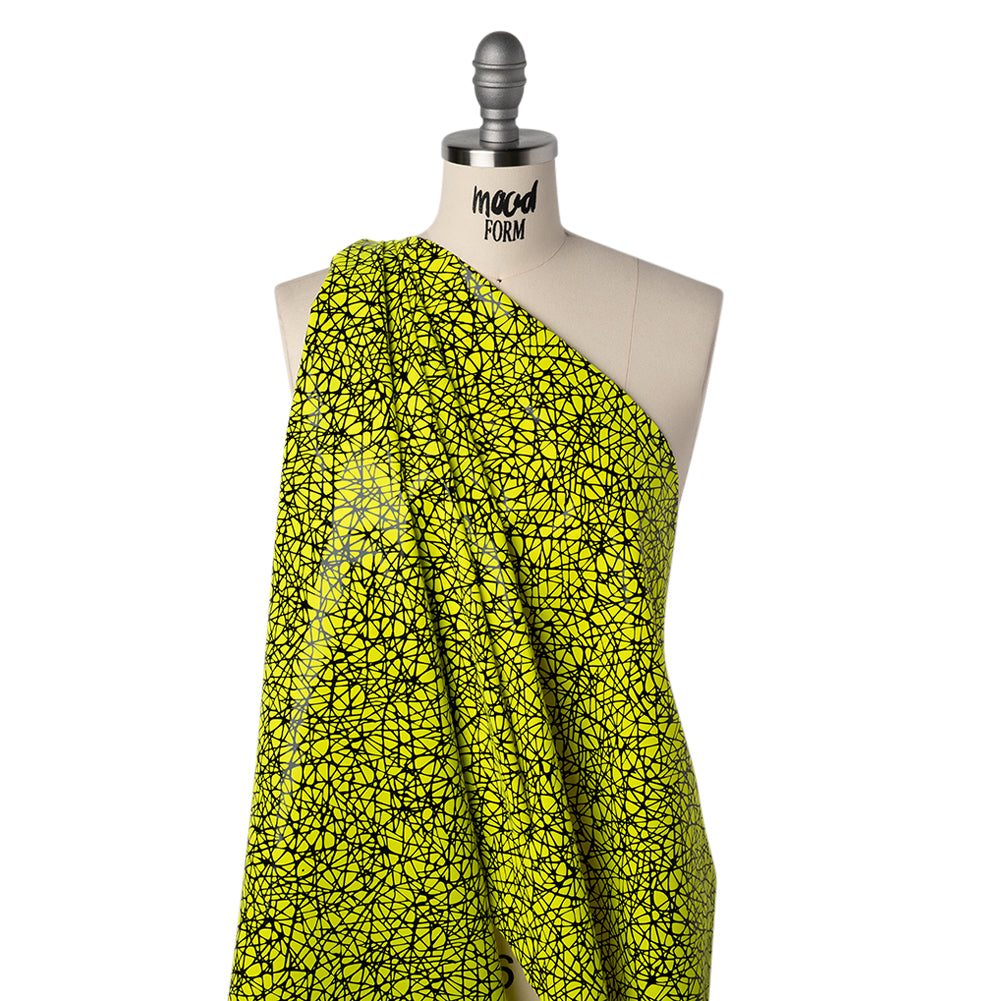 Printed Reflective Fabric - Fluorescent Yellow with Black Web Drape