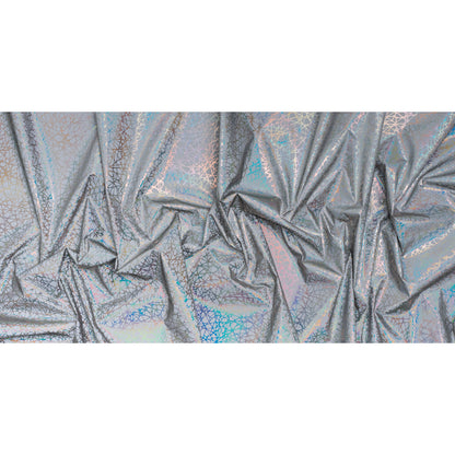 Foiled Reflective Fabric - Silver Gray with Rainbow Web