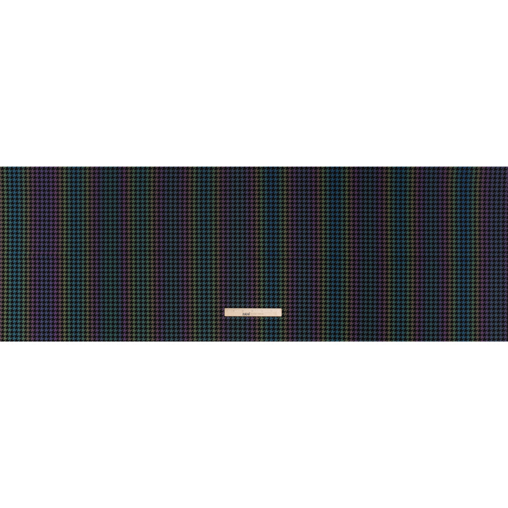 Reflective Print Spandex Knit with 4-Way Stretch - Rainbow and Black Houndstooth - Full