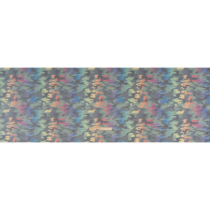 Reflective Print Fabric - Olive Green and Rainbow Camouflage with Silver Gray Grid