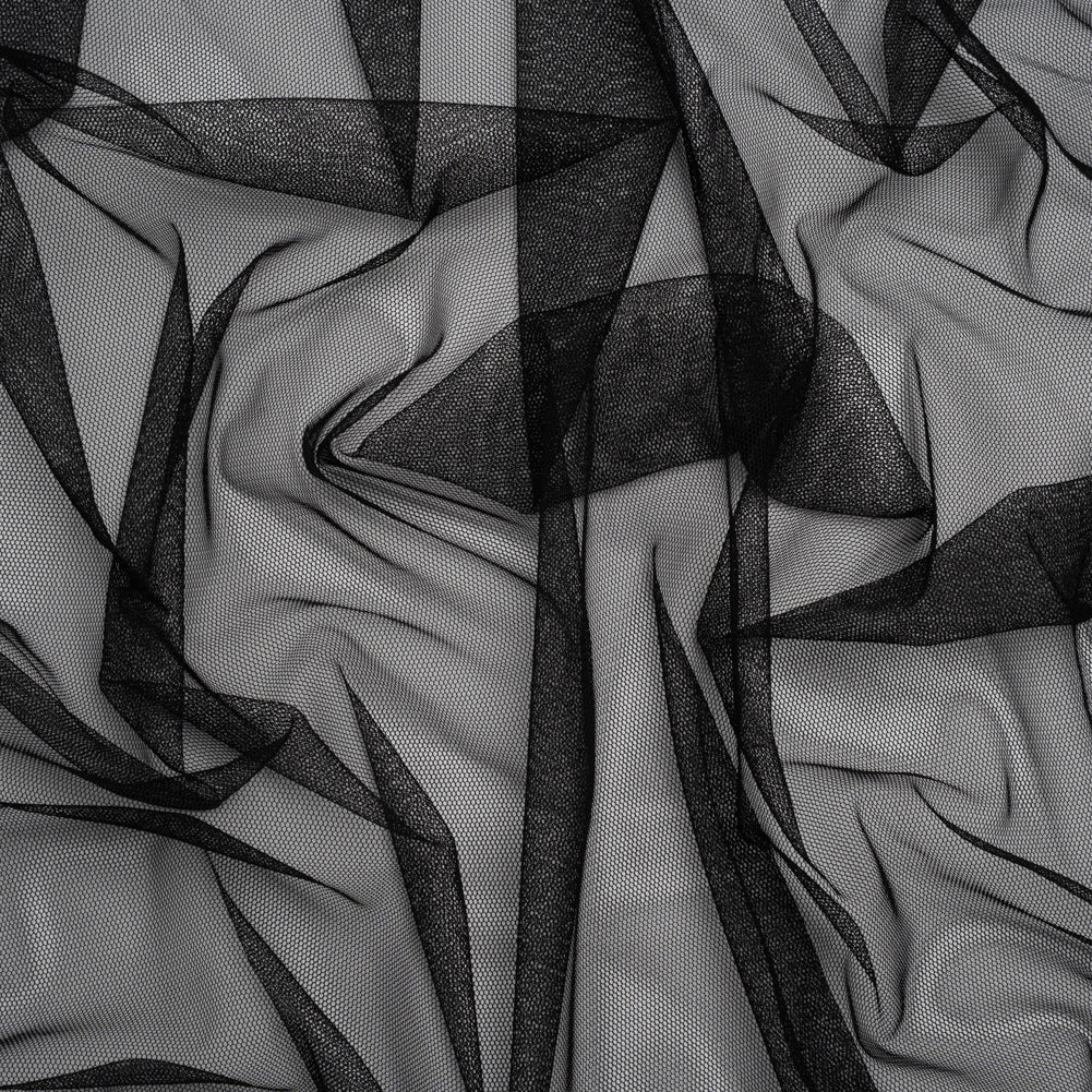 Polyester Mesh - Black - Designer Deadstock - Drape