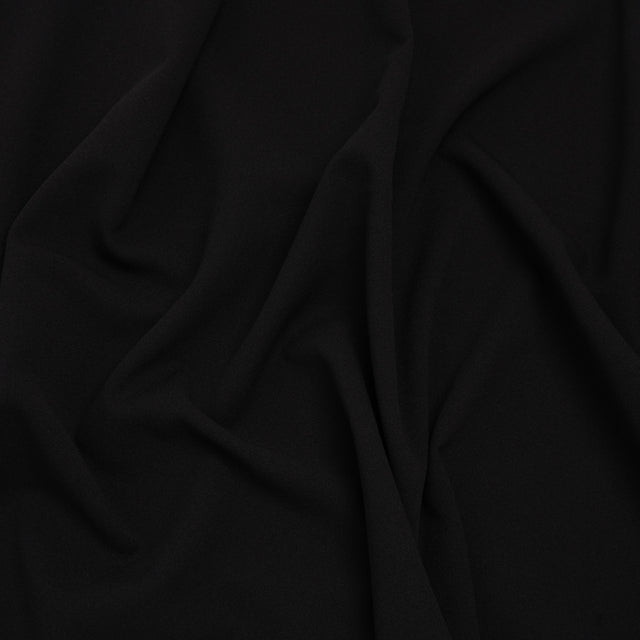 Stretch Polyester Crepe Scuba Knit - Black - Designer Deadstock