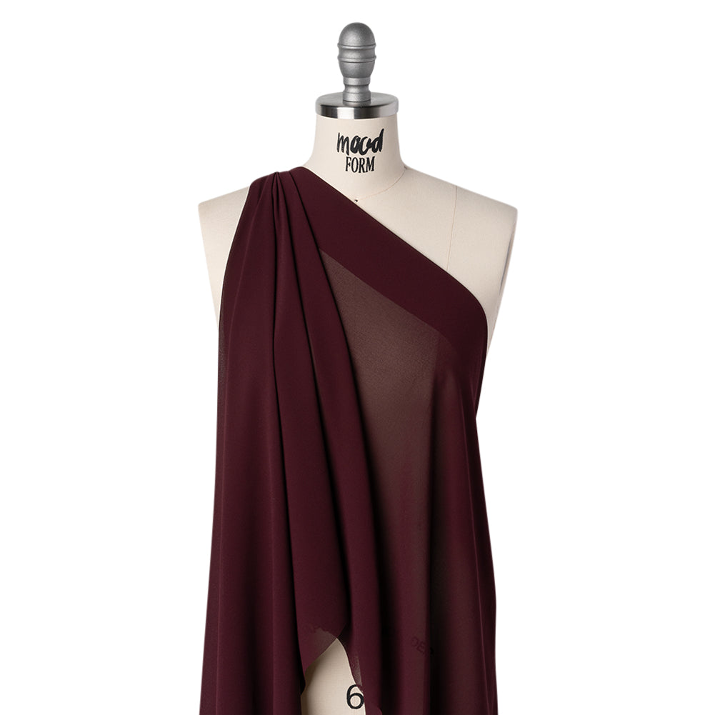 Polyester Chiffon - Burgundy - Designer Deadstock Drape