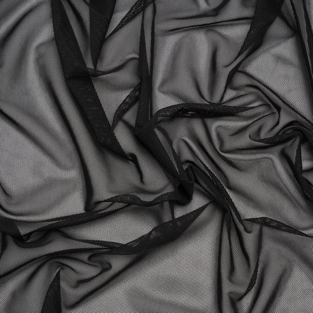 Stretch Polyester Mesh - Black - Designer Deadstock