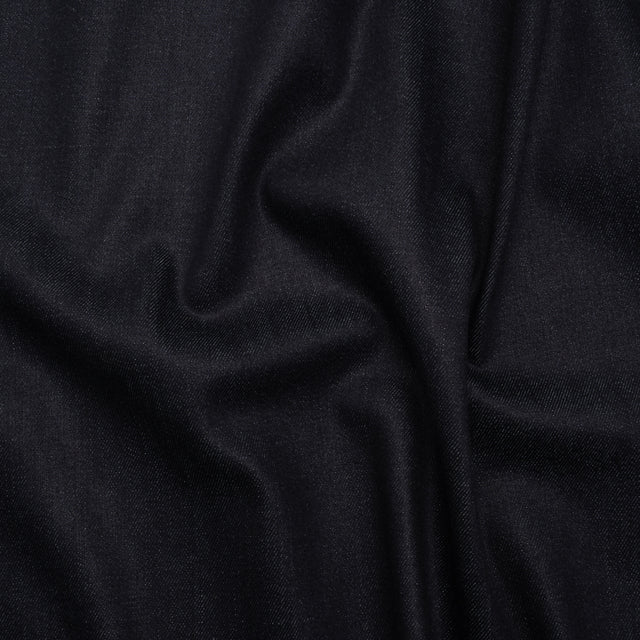 Medium Weight Stretch Cotton Denim Twill - Dark Indigo - Deadstock