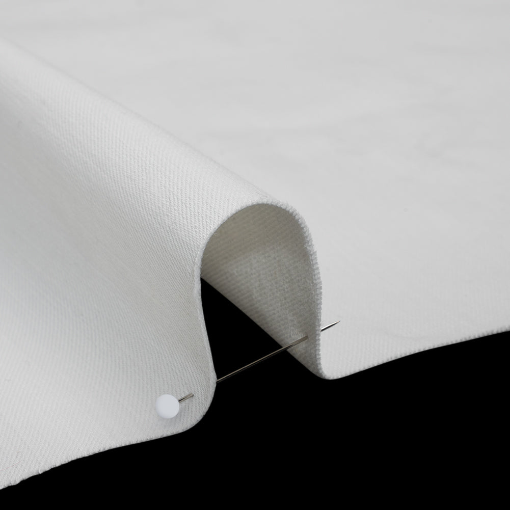 Cotton Blend Stretch Denim - White - Deadstock - Detail