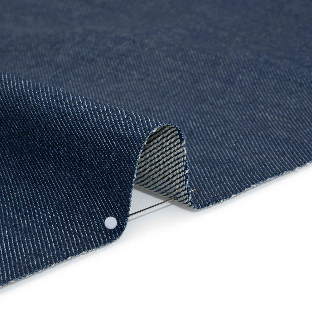 Lightweight Rigid Cotton Denim Twill - Light Indigo and Cream - Deadstock - Detail