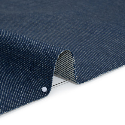 Lightweight Rigid Cotton Denim Twill - Light Indigo and Cream - Deadstock