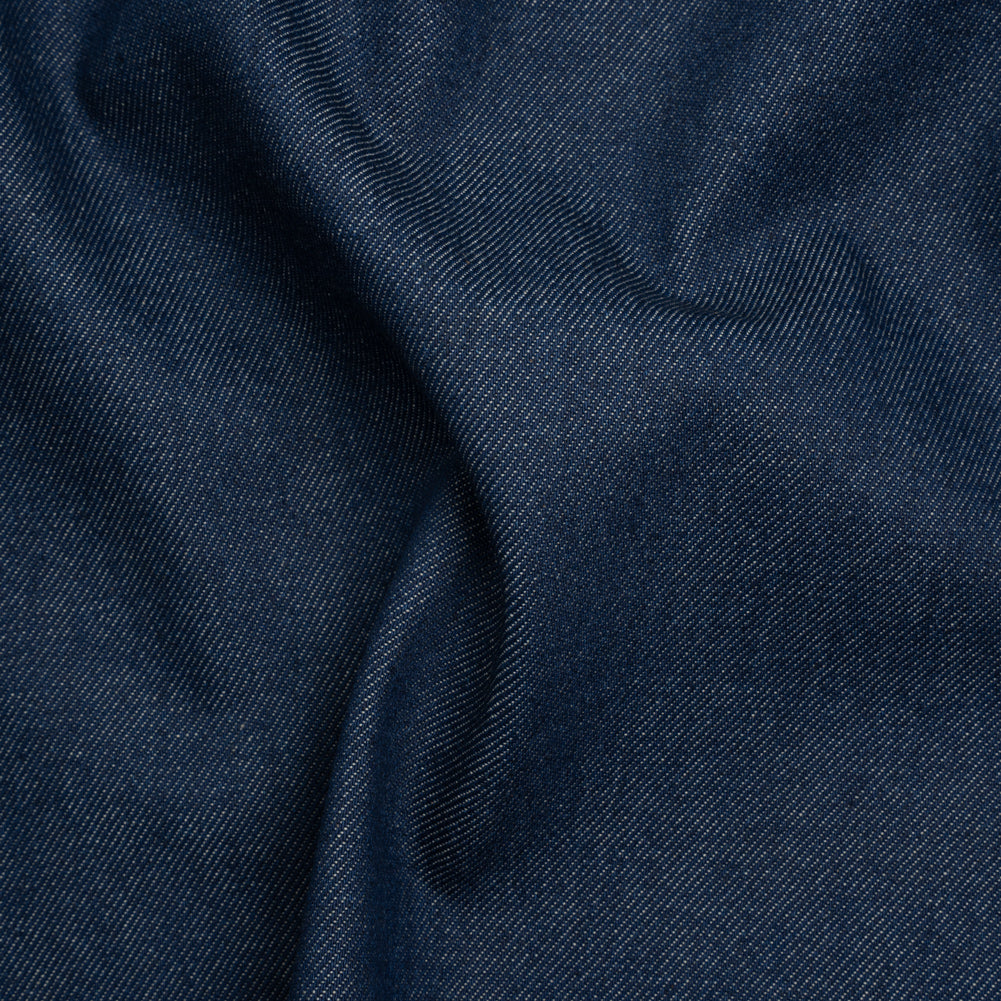 Lightweight Rigid Cotton Denim Twill - Light Indigo and Cream - Deadstock
