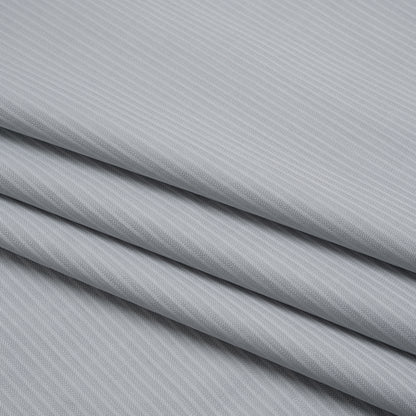 Cotton Twill Shirting - Light Gray Herringbone Stripes - Deadstock