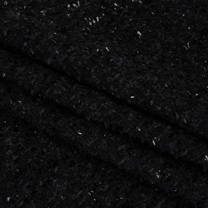 Wool Blend Tweed Boucle by Balenciaga - Black with Metallic Yarns - Designer Deadstock