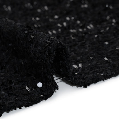 Wool Blend Tweed Boucle by Balenciaga - Black with Metallic Yarns - Designer Deadstock