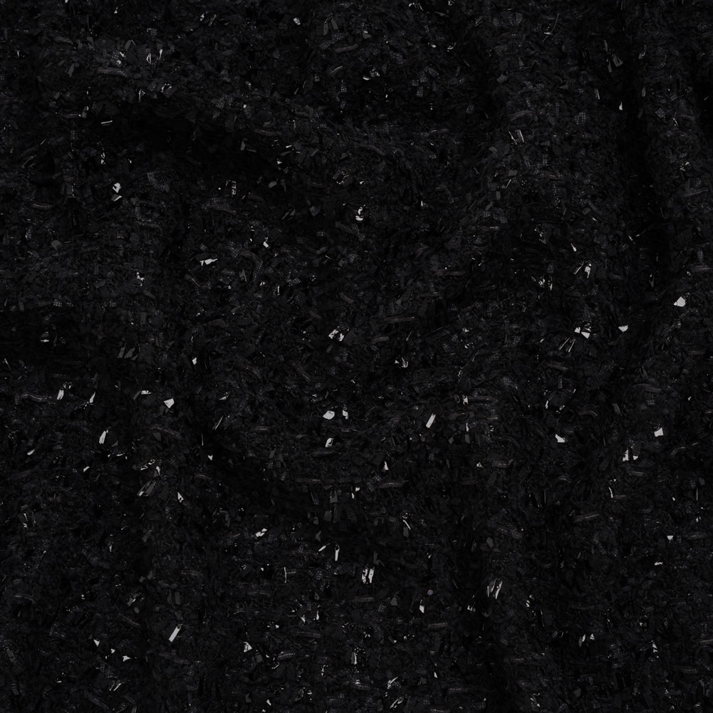 Wool Blend Tweed Boucle by Balenciaga - Black with Metallic Yarns - Designer Deadstock