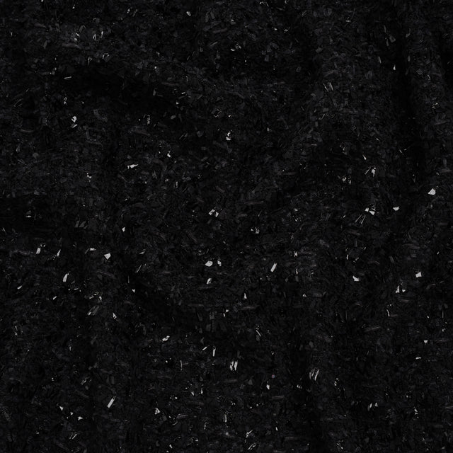 Wool Blend Tweed Boucle by Balenciaga - Black with Metallic Yarns - Designer Deadstock