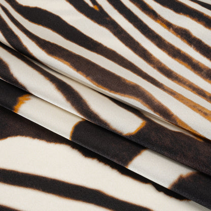 Silk Charmeuse Print 16MM, Made in Italy - Brown and Cream Animal Stripes