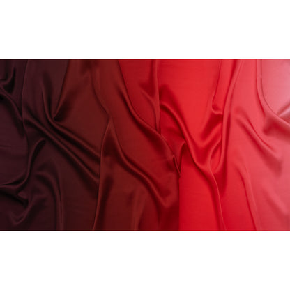 Silk Charmeuse Print 16MM, Made in Italy - Burgundy, Red and Pink Ombre
