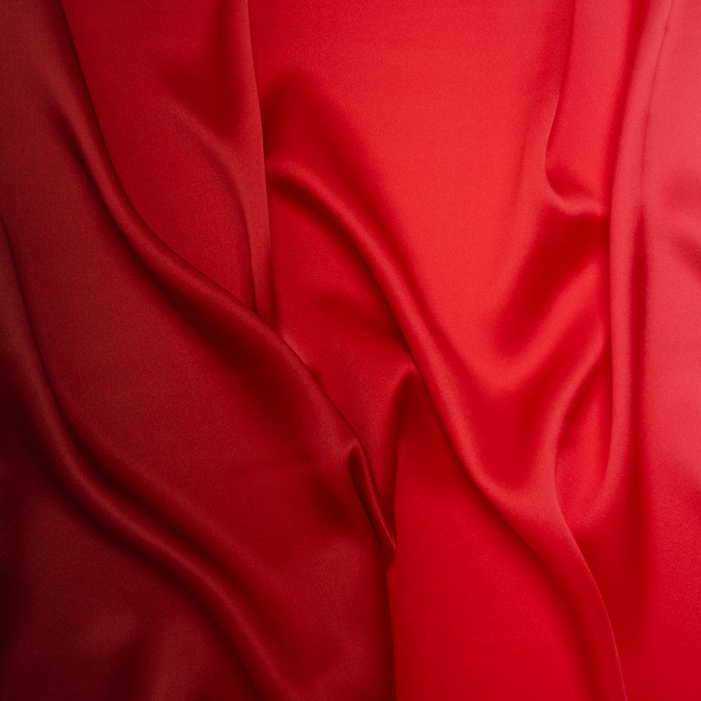 Silk Charmeuse Print 16MM, Made in Italy - Burgundy, Red and Pink Ombre - Drape