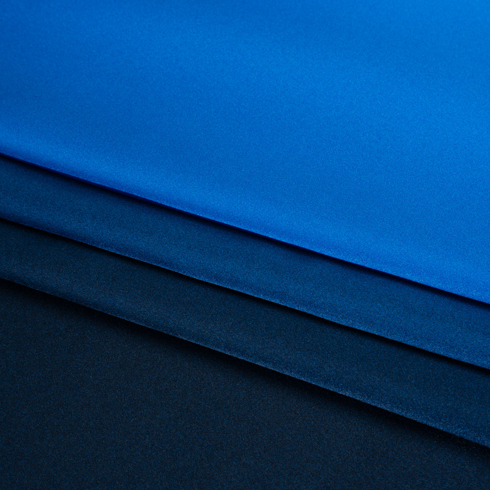 Silk Charmeuse Print 16MM, Made in Italy - Sky Blue, Bright Blue and Navy Ombre Detail
