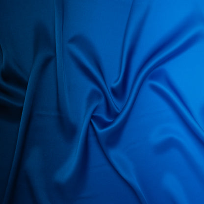 Silk Charmeuse Print 16MM, Made in Italy - Sky Blue, Bright Blue and Navy Ombre Drape